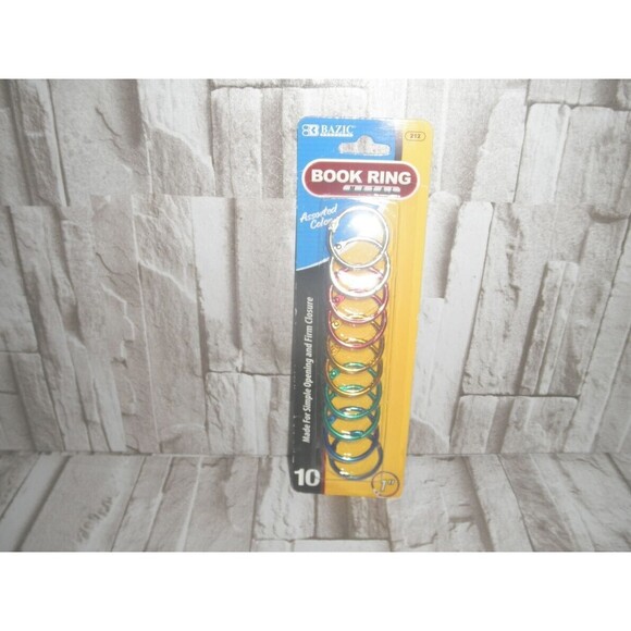 NEW, by BAZIC, BOOK RING METAL MULTI-COLOR, (PACK OF 10) 1" ROUND - Picture 2 of 9